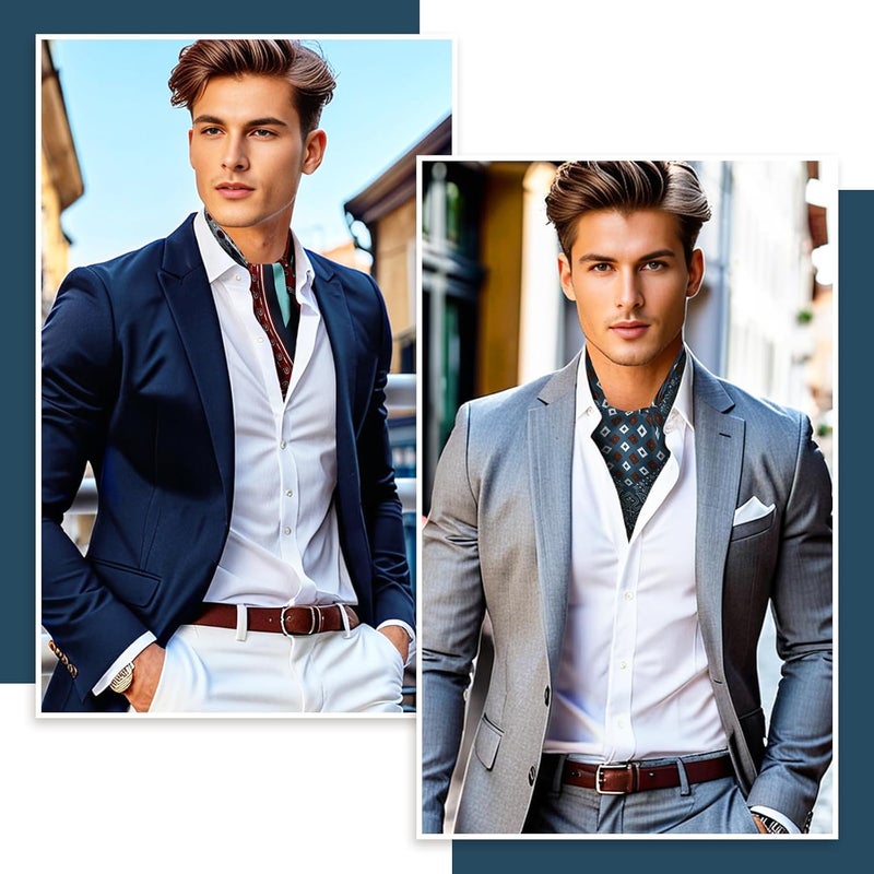 GERINLY Mens Silk Feel Scarf 2 Pack, 27 Inch Neckerchief Ascot, Novelty Head Bandana Wrap - Image 4